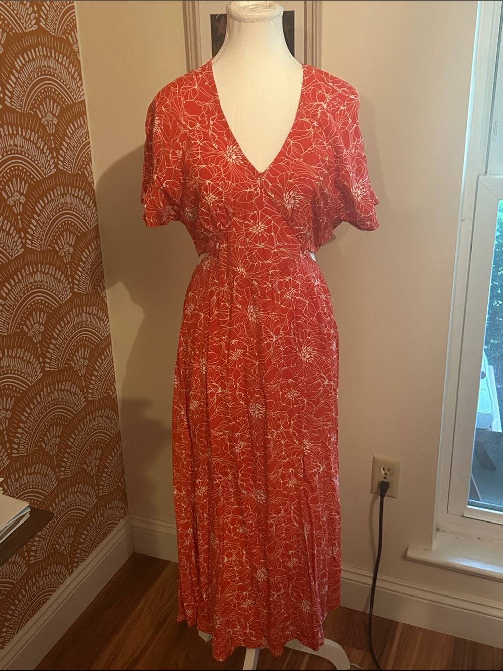 ANNA KAY Red Floral Maxi with Cutouts